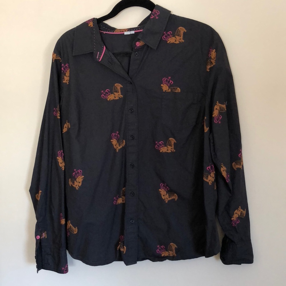 Boden Corgi w Crown dog button down shirt